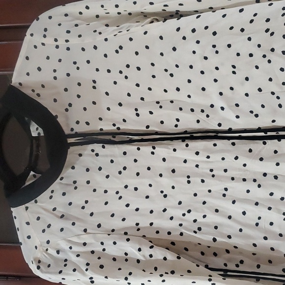 Zara Basic Blouse White with black polka dots size xs - Picture 2 of 8
